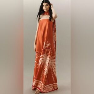 DIARRABLU Tubi Cape Maxi Dress Women's Small Dark Orange Strapless W/ Shawl NWT